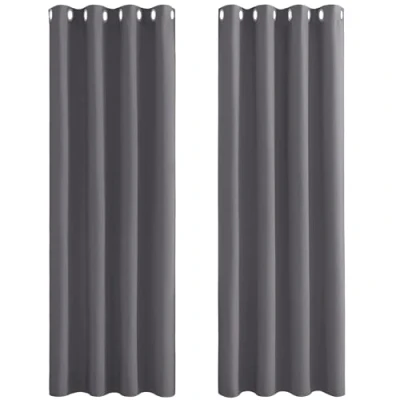 Image of PONY DANCE Grey Blackout Curtains 72 Inch Drop for Living Room Eyelet Thermal Window Treatment Black Out &amp; Drapes Bedroom, W46 X L72, Gray