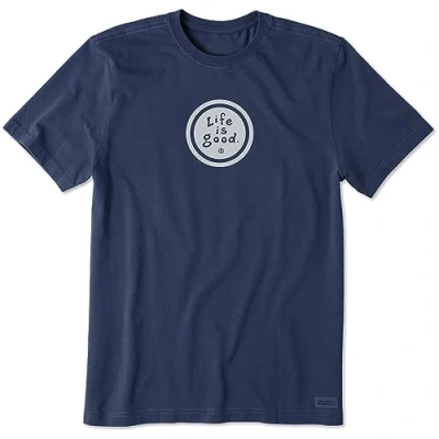 Image of LIFE IS GOOD Mens Vintage Crusher Graphic T Shirt, Coin Darkest Blue, X Large