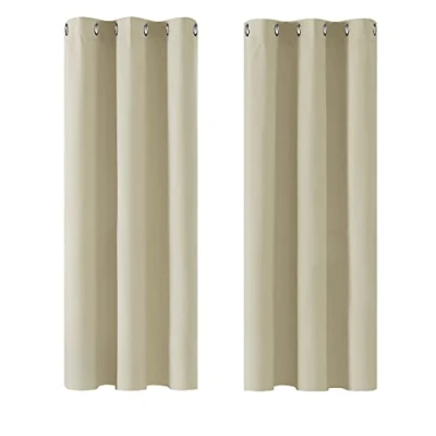 Image of Deconovo Home Decorative Eyelet Curtains Thermal Insulated Blackout for Living Room Beige 42 x 54 Inch 2 Panels
