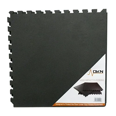 Image of DKN Unisex Adult 6 Piece High Impact Interlocking Floor Protection Mat Black, X 60cmx60cm