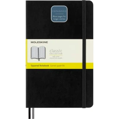 Image of Moleskine Classic Expanded Squared Paper Notebook Soft Cover and Elastic Closure Journal Color Black Size Large 13 x 21 A5 400 Pages