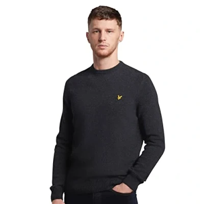Image of Lyle &amp; Scott Crew Neck Lambswool Jumper Charcoal Marl L