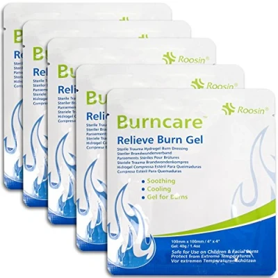 Image of 5X Burn Gel Dressings 100mm x Kitchen Scald/Sunburn Heat Cooling Plaster Pads