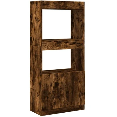 Image of vidaXL Highboard Sideboard Side Cabinet Cupboard Smoked Oak Engineered Wood, 63x33x140 cm, Modern Book Cabinet/Display Shelf for Living Room, Bedroom, Office 80 kg Load Capacity
