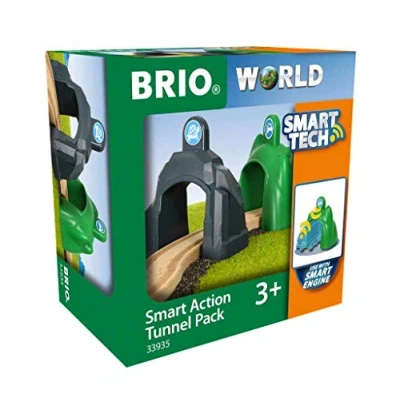 Image of BRIO World Smart Tech Railway Action Tunnel Pack for Kids Age 3 Years Up Compatible with all Train Sets &amp; Accessories