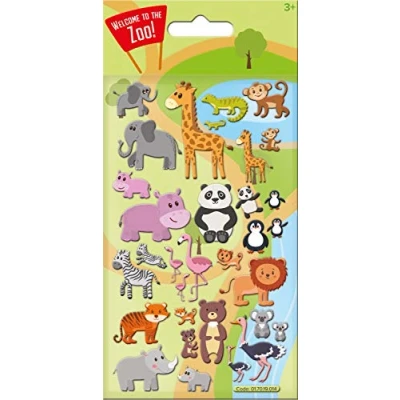 Image of Paper Projects 01.70.19.014 Cute Zoo 3D Foam Reusable Craft Stickers, Multicoloured, 19.5cm x 9.5cm