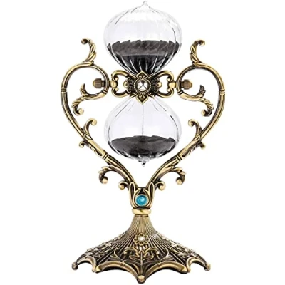 Image of Antique Sand Clock，Vintage Metal Hourglass 360 Rotating Large， Brass tone SandglassTimer 30 60 Minutes，education Creative Toy Office Home Decor Gifts