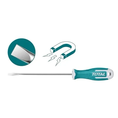 Image of TOTAL Screwdriver with Flat tip SL4 x 100 mm Magnetic Bi Material Ergonomic Handle Steel
