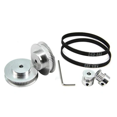 Image of Zeberoxyz 2PCS Set GT2 Synchronous Wheel 20&amp;60 Teeth 5mm Bore Aluminum Timing Pulley with Length 200mm Width 6mm Belt (20 60T 5B 6)