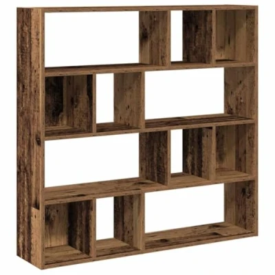 Image of vidaXL Book Cabinet/Room Divider Old Wood/Brown 105x24x102cm Versatile Bookcase/Shelving Unit for Living Room, Office, Bedroom