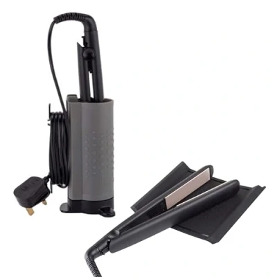 Image of Minky Styling Pod Silicone Heat Resistant Storage for Straighteners &amp; Hair Crimper, Cable Management, Proof, Lightweight, Mat Included, Choice of Colours (Grey Black)