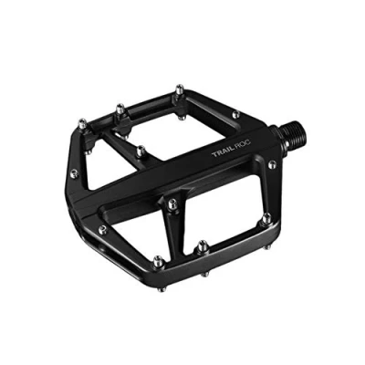 Image of LOOK Cycle Geo Trail Roc Bicycle Pedals Forged Aluminium Flat with Steel Pins Reliability, Comfort and Durability Slip Proof Safety Bushing System High Performance MTB Bike Pedal
