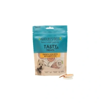 Image of Natures Deli Chicken Sushi Bites with White Fish Dog Treats, Grain Free Low Fat Treats for Dogs, High Protein Training 100 g
