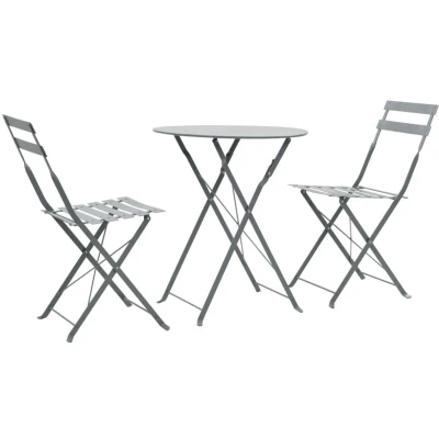 Image of vidaXL 3 Piece Bistro Set Steel Grey