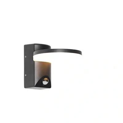 Image of Qazqa Outdoor Wall Lamp I Light Black incl. LED IP54 Motion Sensor Esmee Garden Modern 1 Aluminium Security Suitable for