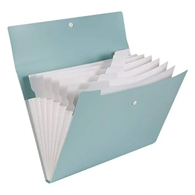 Image of A4 Document File Folder Plastic Organiser Bag Wallet Holder Expanding Paper Divider 5 Pockets Green