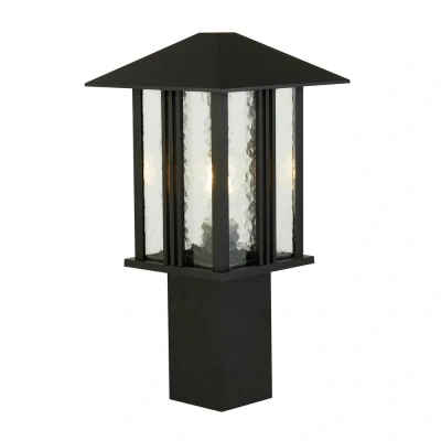 Image of 1 Light Outdoor Post (450mm Height) Black With Water Glass