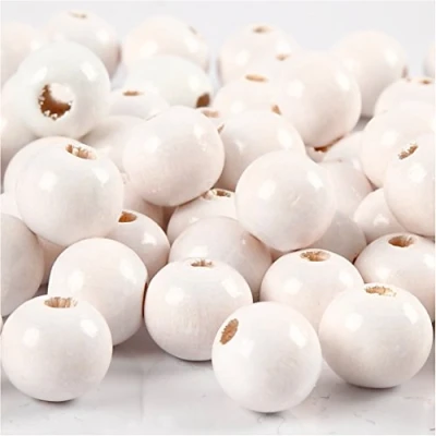Image of Creativ 100263 Wooden Beads, D: 12 mm, Hole Size 3 White, 22g, Approx. 40 pc