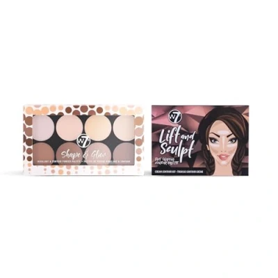 Image of W7 Lift &amp; Sculpt, Shape Glow Set 2 Full Size Face Palettes Cream Contour Powder Duo