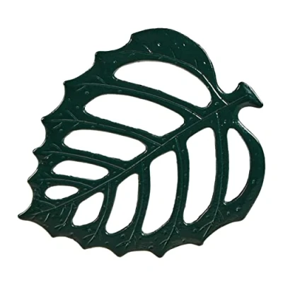 Image of Relaxdays Stone, Garden Step Plate, Pathway, Flowerbed, Lawn, Accessory, Leaf, Decor, 26 x 32cm, Dark Green, Cast iron, 0.5 32 cm