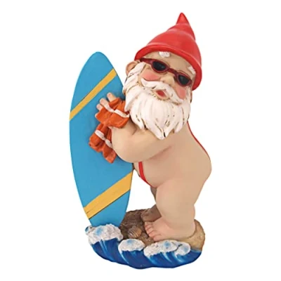 Image of Design Toscano Garden Gnome Statue Shredder Surfer Dude Outdoor Gnomes Funny Lawn Statues