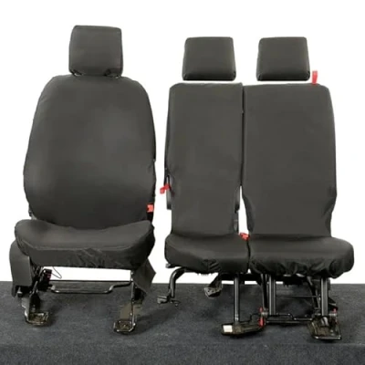 Image of Seat Covers for Ford Transit Connect 2018+ Tailored Fit Heavy Duty Waterproof Black Van Front Driver &amp; Single Passenger 600 Denier Polyester Machine Washable