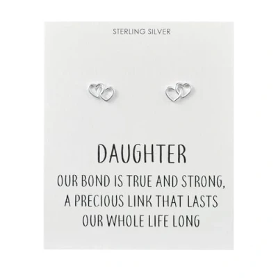 Image of Philip Jones Sterling Silver Daughter Quote Heart Link Earrings
