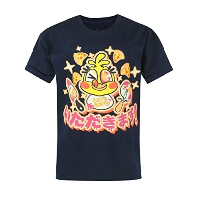 Image of FIVE NIGHTS AT FREDDY&#039;S T Shirt for Kids Chica Chicadakimasu Boys Navy Top 7 8 Years