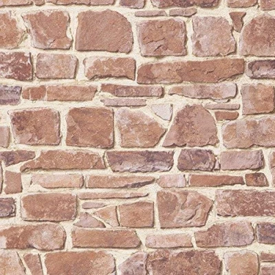 Image of Rasch Brick Wall Pattern Faux Effect Realistic Mural Textured Vinyl Wallpaper (Red 265613)