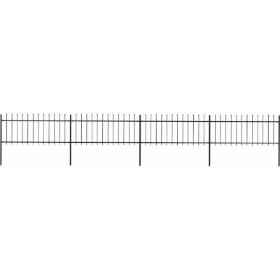 Image of vidaXL Garden Fence with Spear Top Steel 6.8x0.8 m Black