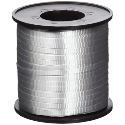 Image of Silver Curling Ribbon (457 Meters) 1 Count Vibrant &amp; Ribbon, Ideal for Gift Wrapping, Decor Crafting