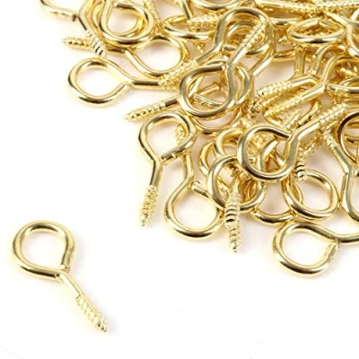 Image of 100x Brass Plated Steel Screw Eyes 19mm Long (6mm Eye Diameter) Gold in Findings