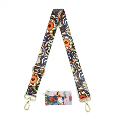 Image of Senral Wide Purse Straps Replacement Crossbody Striped Shoulder Strap with Gold Bucket (peacock pink)