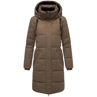 Image of Navahoo Women&#039;s Quilted Warm Winter Coat with High Collar and Removable Hood Dance 14 S 3XL, Stone Brown, L