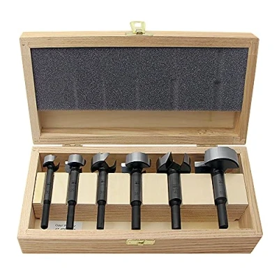 Image of Fisch 03170006K Wave Cutter Forstner Bit Set in Wooden Case, 0 V, Silver/Beige, 20 50 mm, 6 Piece
