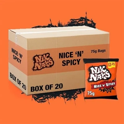 Image of Nik Naks Nice &#039;N&#039; Spicy Crisps Case of 20x75g