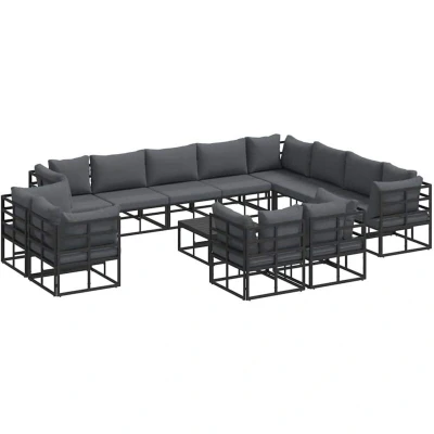 Image of Vidaxl Garden Sofa Set 13 pcs Black 70 x 32 cm Aluminium
