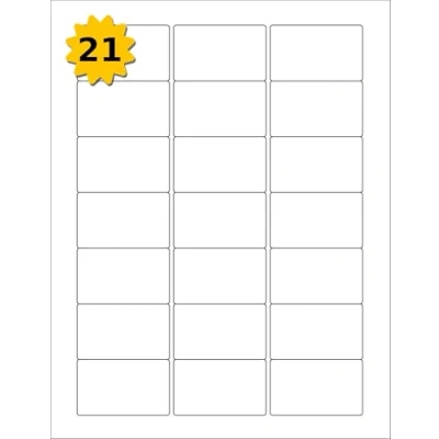 Image of Stephens Self Adhesive Address Labels, 63.5 x 38.2mm, 21 Up, A4, Matt White, Rectangular Stickers, Labels Per Sheet, Box of 100 Sheets, 2100 Total