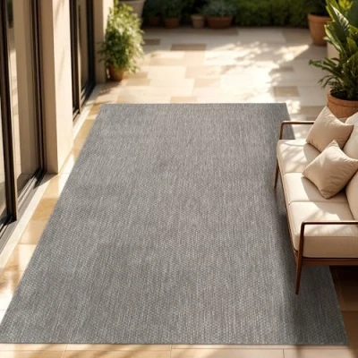 Image of Paco Home Indoor &amp; Outdoor Rug Kitchen Monochrome Mottled Pattern, Size:200x200 cm square, Colour:Pink Rose