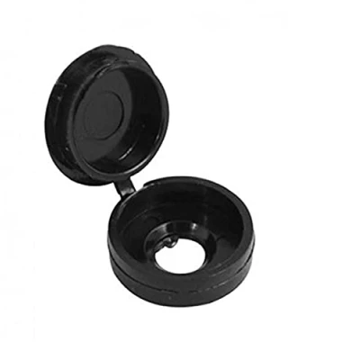 Image of Merriway BH03989 (50 Pcs) Black Hinged Screw Cup and Cover For No. 6 8 Screws Pack of 50 Pieces