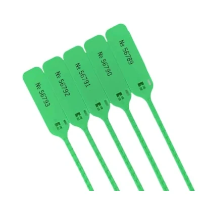 Image of Numbered Bag Tags with Grip Straps, Trace Seals 250mm (Green, 100)