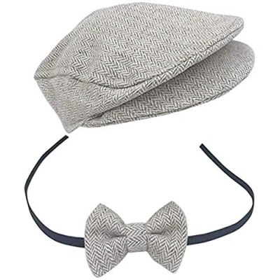 Image of ausuky Newborn Peaked Cap Boys Flat Beanie Hat Bow Tie Photo Photography Props Multi Color Optional Cute Prop Accessories (4)