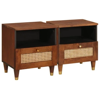 Image of vidaXL Bedside Tables 2 pcs Solid mango wood and engineered