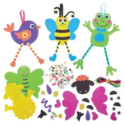 Image of Baker Ross FN383 Springtime Dangly Leg Decoration Kits Pack of 5, Spring Arts and Crafts for Kids