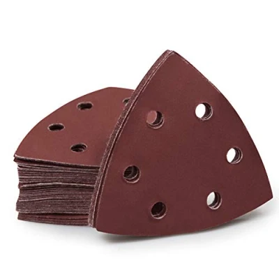 Image of SPEEDWOX 50 Pcs Triangle Sanding Pads Hook and Loop 1000 Grit Oscillating Pad 90mm 6 Holes Fit 3 1/2 Inches Multi Tool Detail Sander Sandpaper Discs