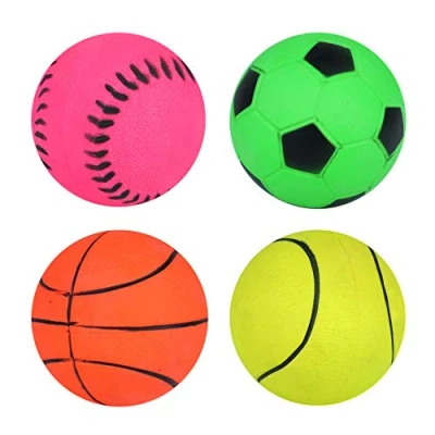 Image of 24 x Assorted Sports Pattern Hard Sponge Rubber Hi Bounce Balls Wholesale Box