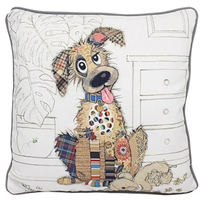 Image of L &amp; P Home Gifts Lesser Pavey 45 x 45cm Cushions With Covers British Designed Inserts Included Murphy Mutt Cushion For Kitchens or Living Spaces Bug Art