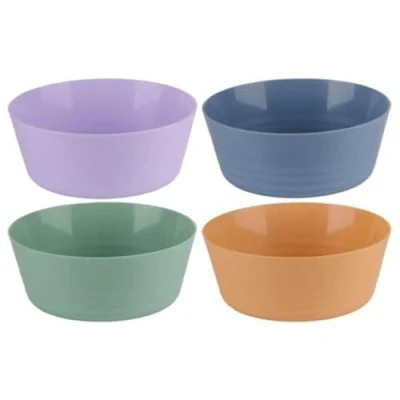Image of Small Plastic Bowls 4 Pieces Multi Colourful Cereal Bowl Dishes Snack Lightweight Reusable for Fruit Salad Soup Picnic BBQ Camping Dishwasher Safe, Pastel