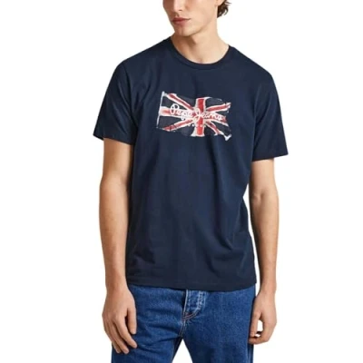 Image of Pepe Jeans CLAG Print Tshirt, Men&#039;s, Size: XL, Dulwich blue