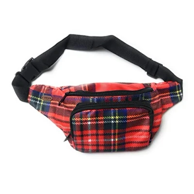 Image of Royal Stuart Scottish Classic Tartan Waist Bag Bum Cross Body Travel Bags (Red Bag)